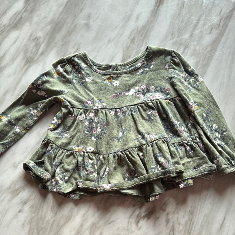 Old Navy Green Peplum Blouse with Ruffled Tiers